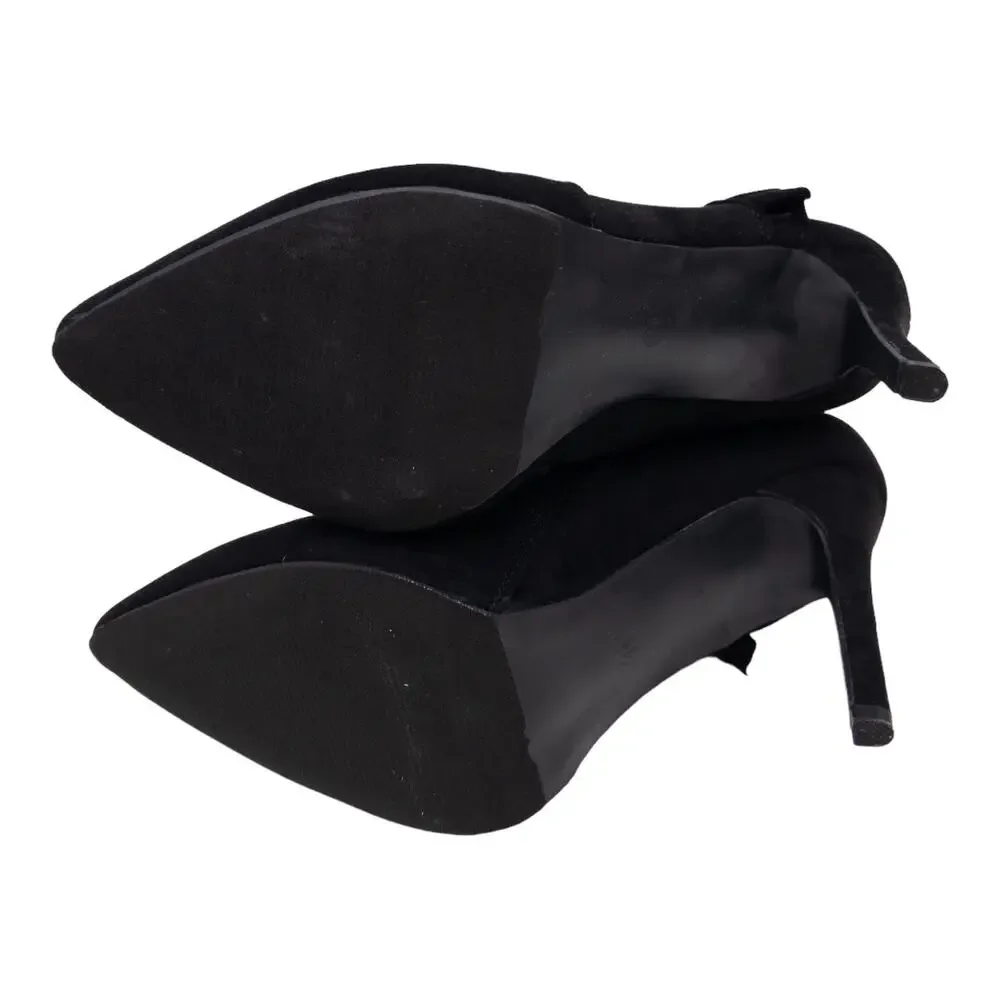 JustFab Black Latrice Lace Stiletto Heeled Ankle Boots Women's 11 Wide